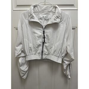 Love Tree Women’s/ Teens White Zip Up Jacket Windbreaker White With Black Sz S